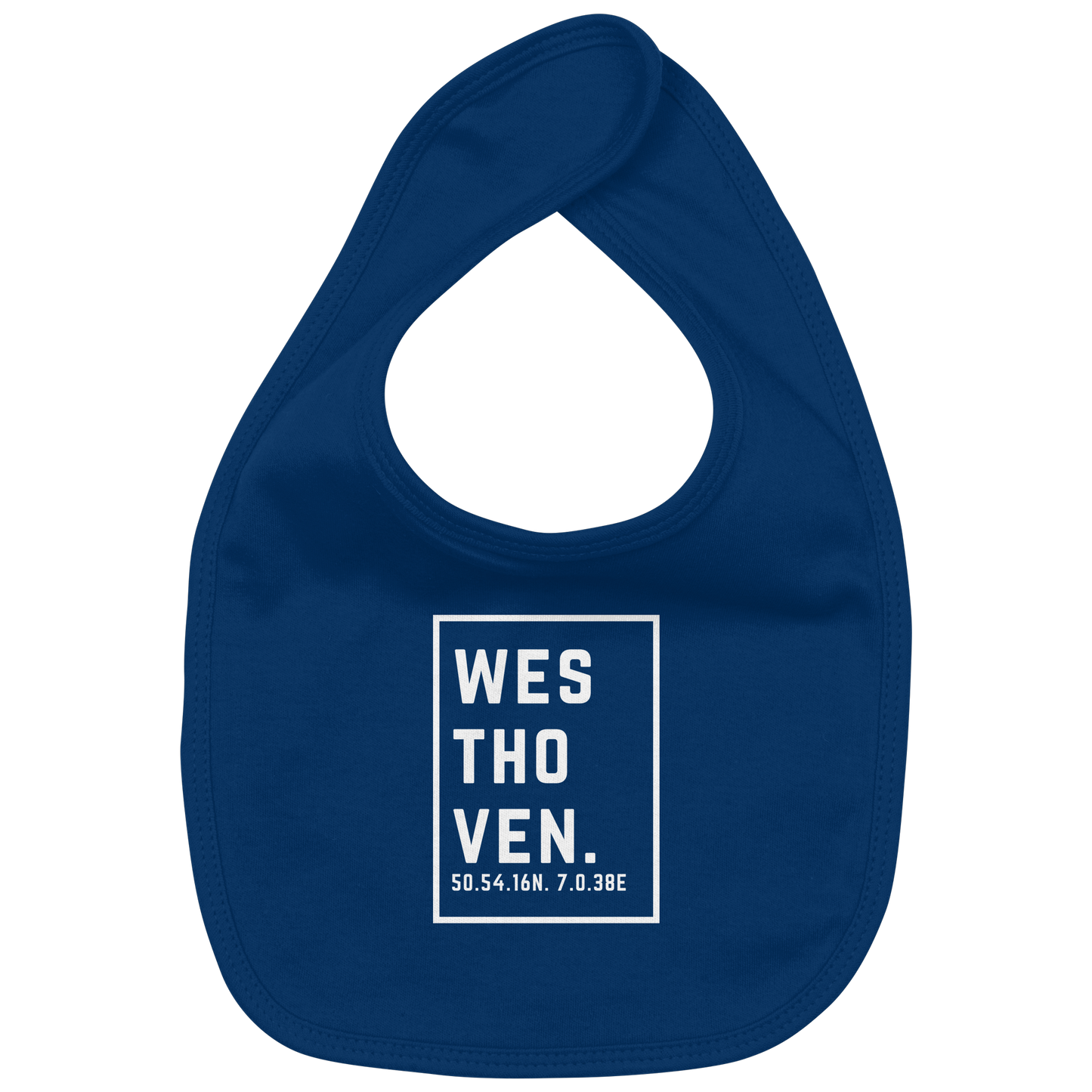 Westhoven Koordinaten (großer Druck auf der Brust) - Organic Baby-Lätzchen