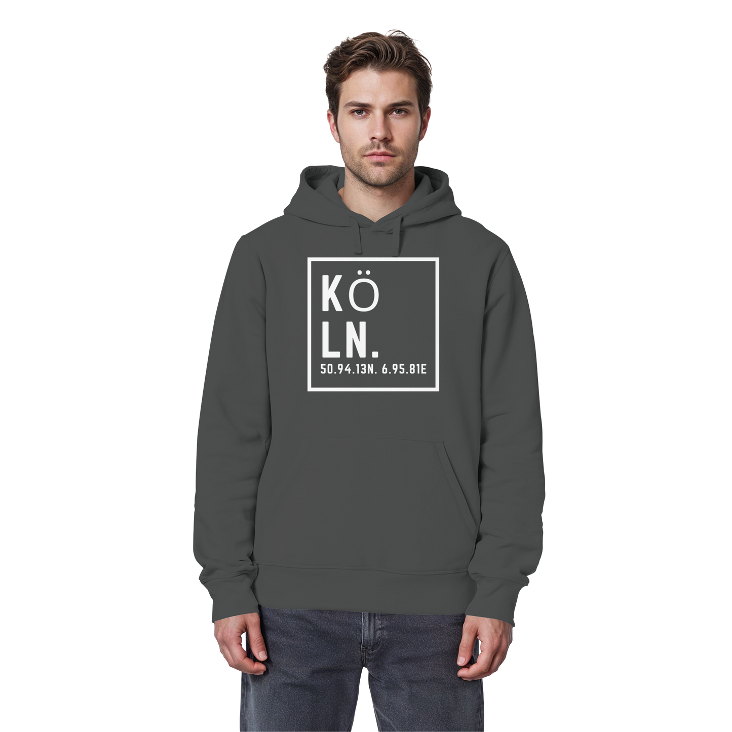 Köln Koordinaten (großer Druck auf der Brust) - Organic Basic Hoodie