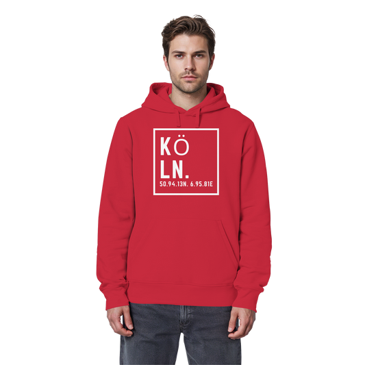 Köln Koordinaten (großer Druck auf der Brust) - Organic Basic Hoodie