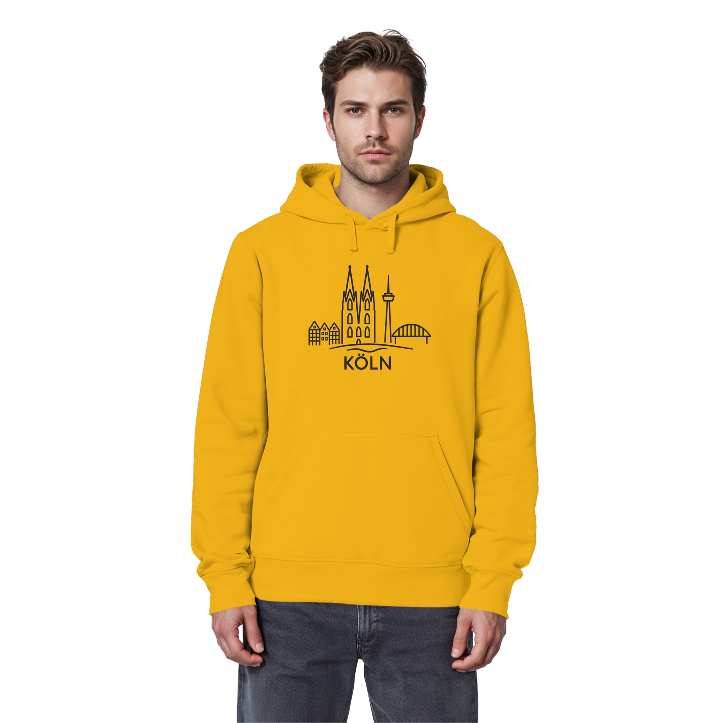 Köln Skyline (großer Druck auf der Brust) - Organic Basic Hoodie