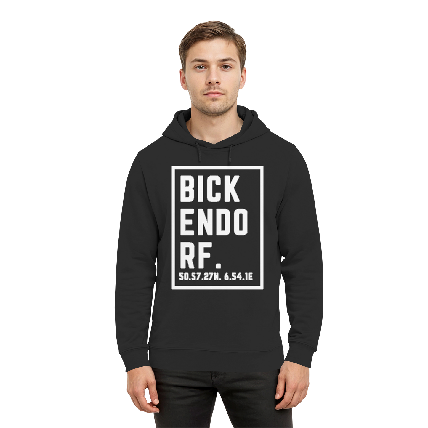 Bickendorf Koordinaten (großer Druck auf der Brust) - Organic Hoodie B&C