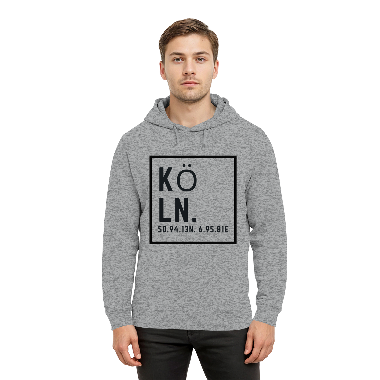 Köln Koordinaten (großer Druck auf der Brust) - Organic Hoodie B&C