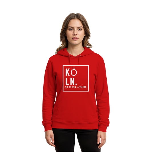 Köln Koordinaten (großer Druck auf der Brust) - Organic Hoodie B&C