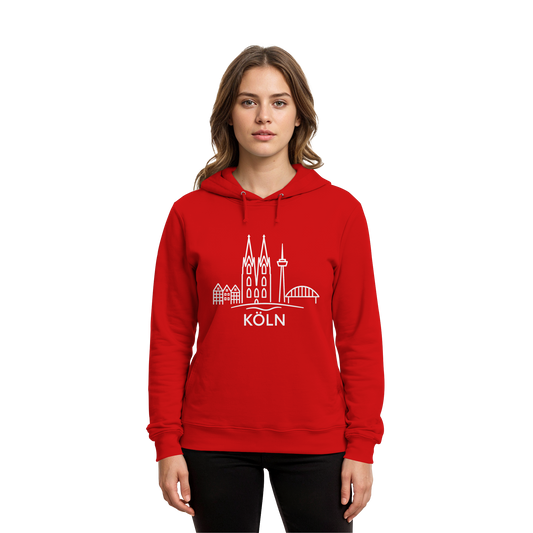 Köln Skyline (großer Druck auf der Brust) - Organic Hoodie B&C