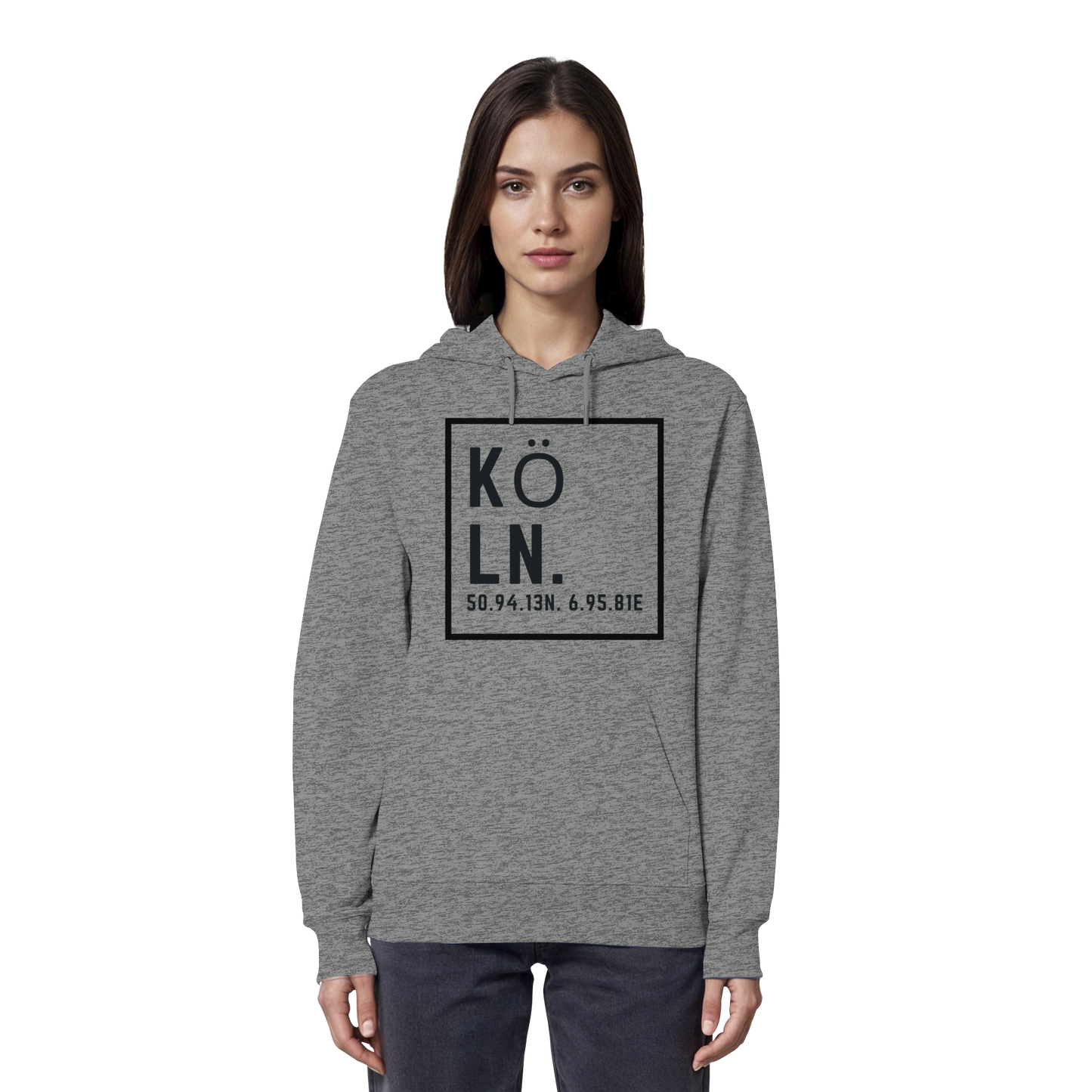Köln Koordinaten (großer Druck auf der Brust) - Organic Hoodie