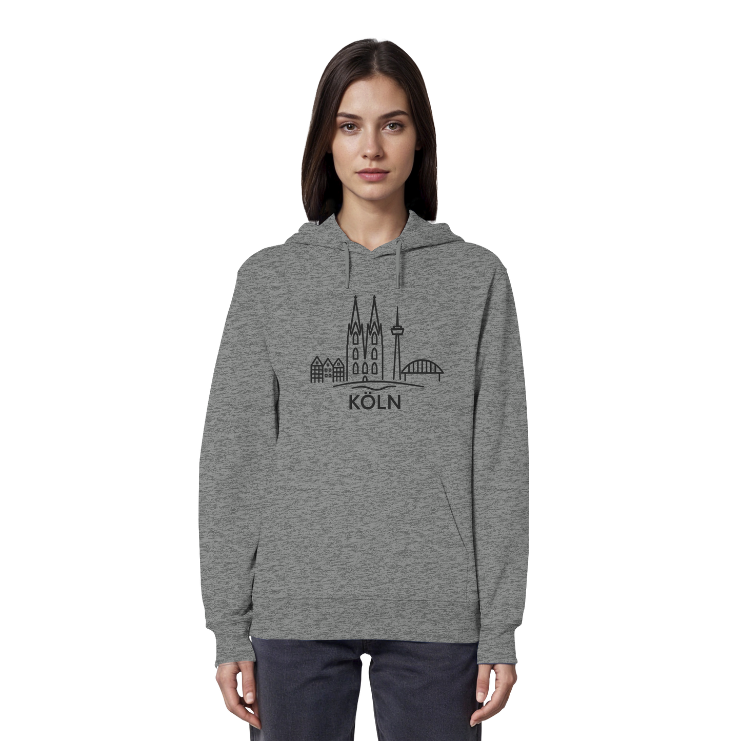 Köln Skyline (großer Druck auf der Brust) - Organic Hoodie