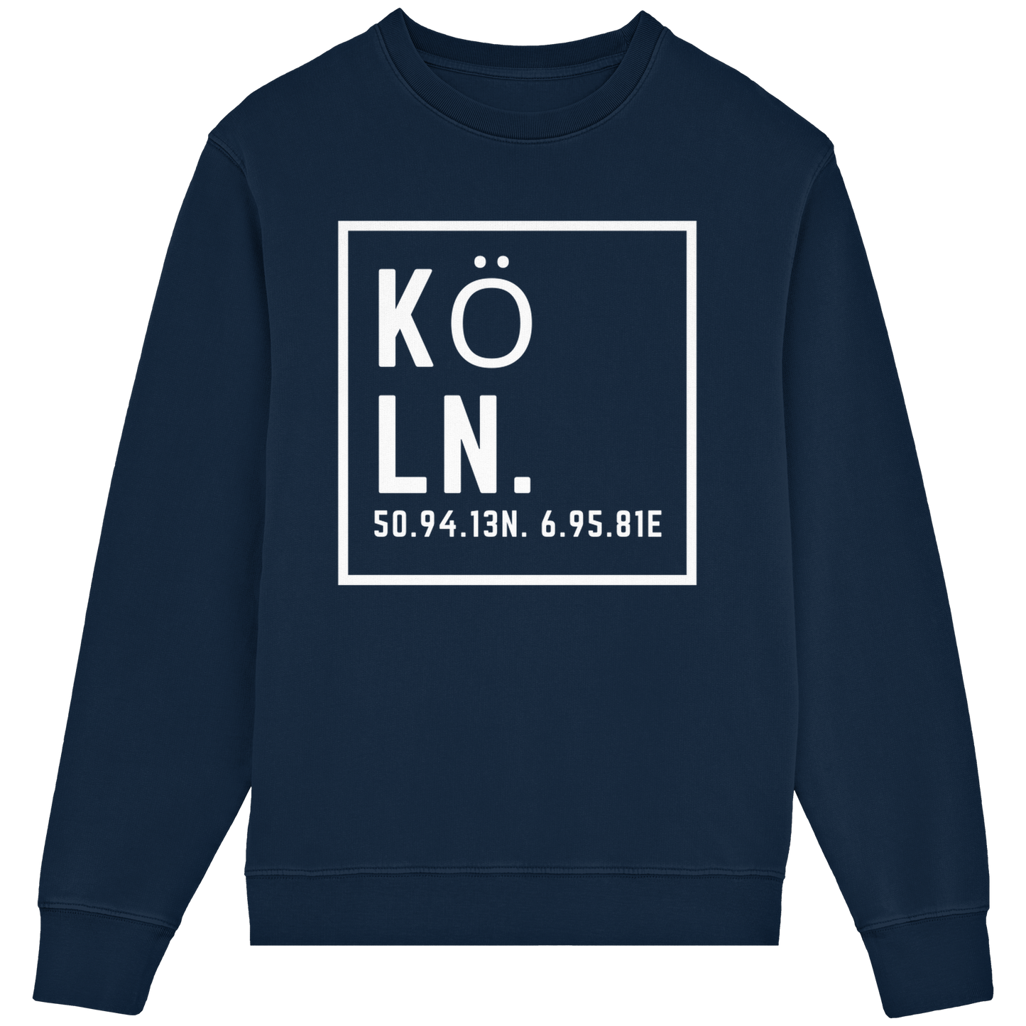 Köln Koordinaten (großer Druck auf der Brust) - Organic Lightweight Sweatshirt