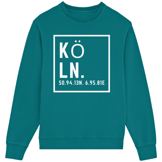 Köln Koordinaten (großer Druck auf der Brust) - Organic Lightweight Sweatshirt