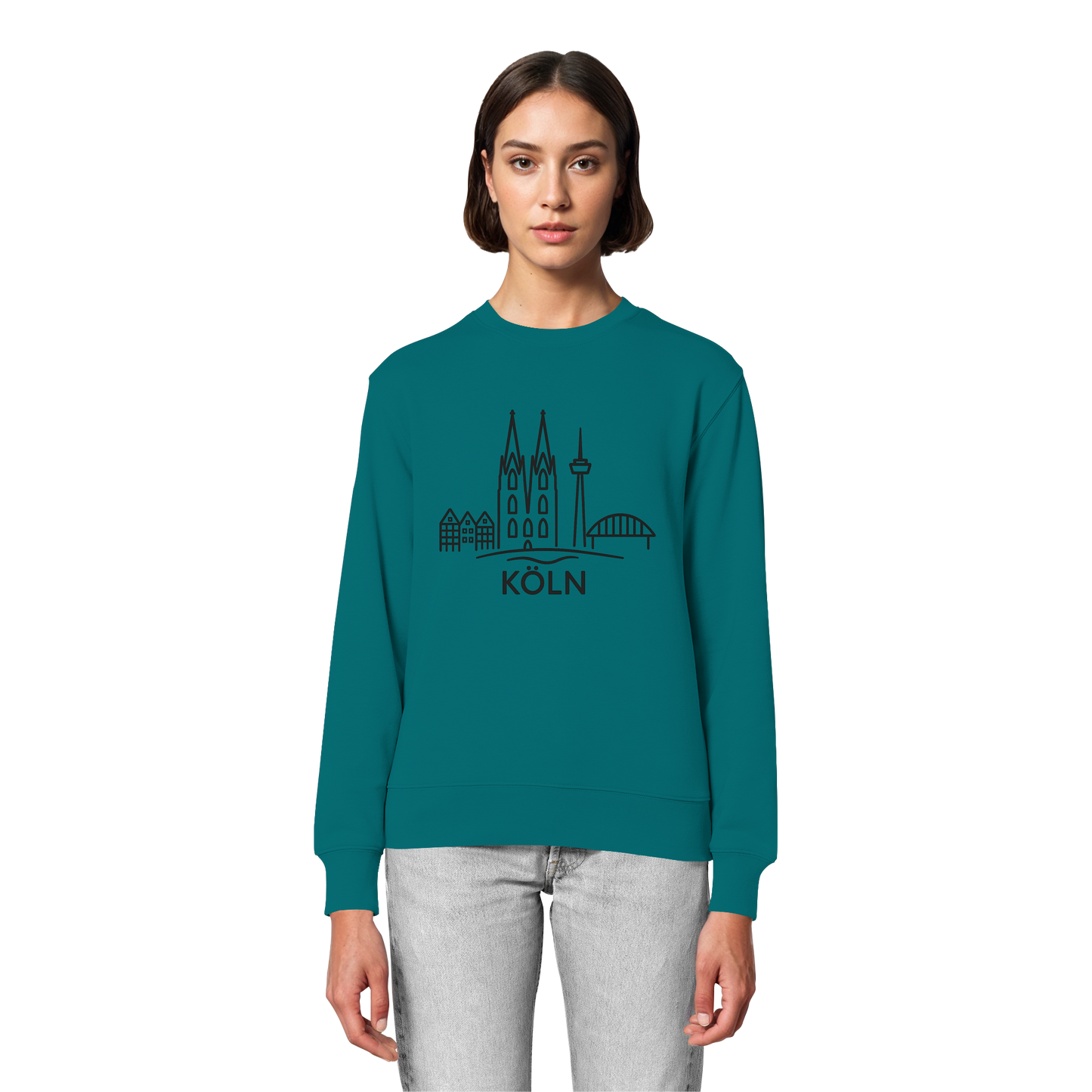 Köln Skyline (großer Druck auf der Brust) - Organic Lightweight Sweatshirt