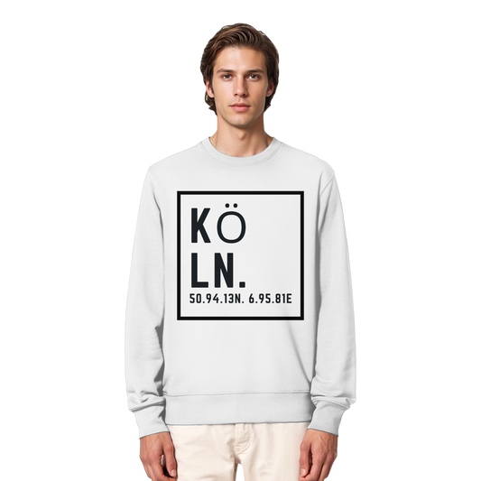 Köln Koordinaten (großer Druck auf der Brust) - Organic Lightweight Sweatshirt