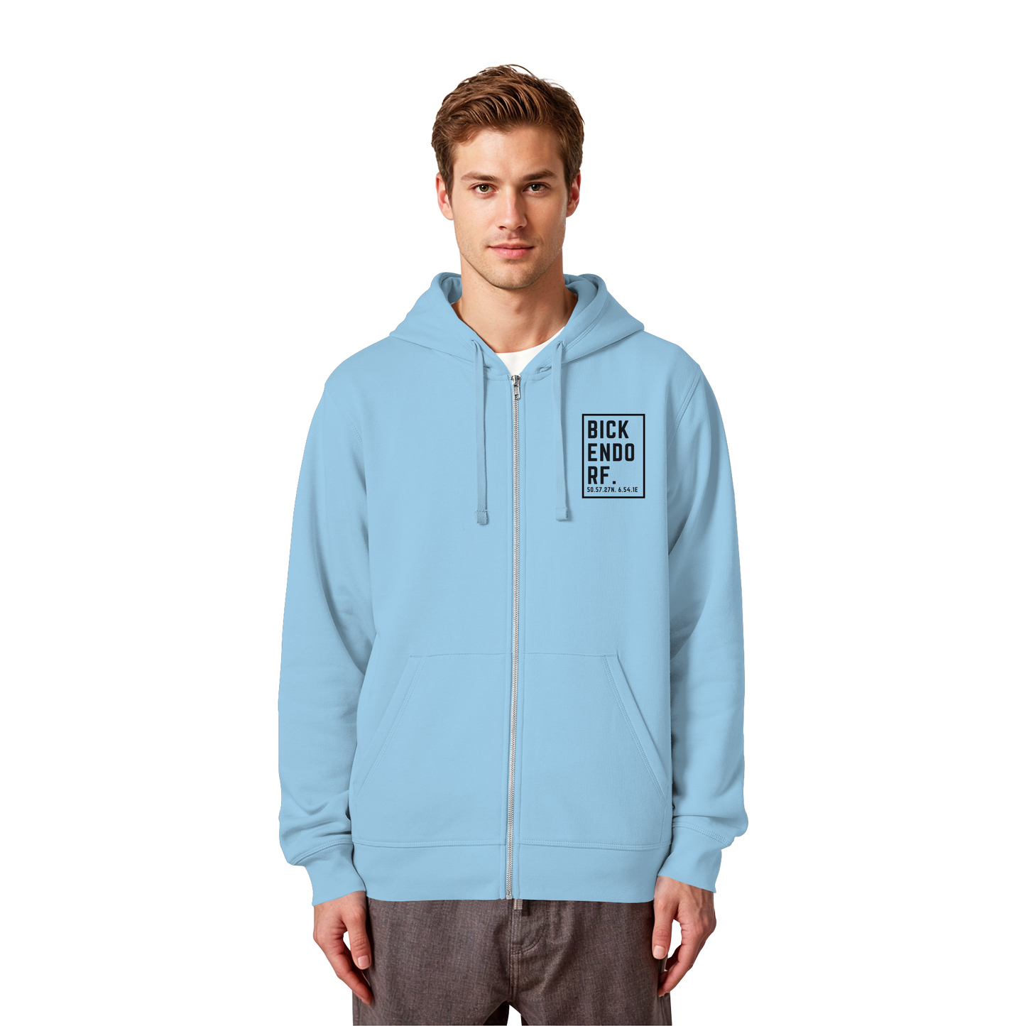 Bickendorf Koordinaten (kleiner Druck auf der Brust) - Organic Lightweight Zipper