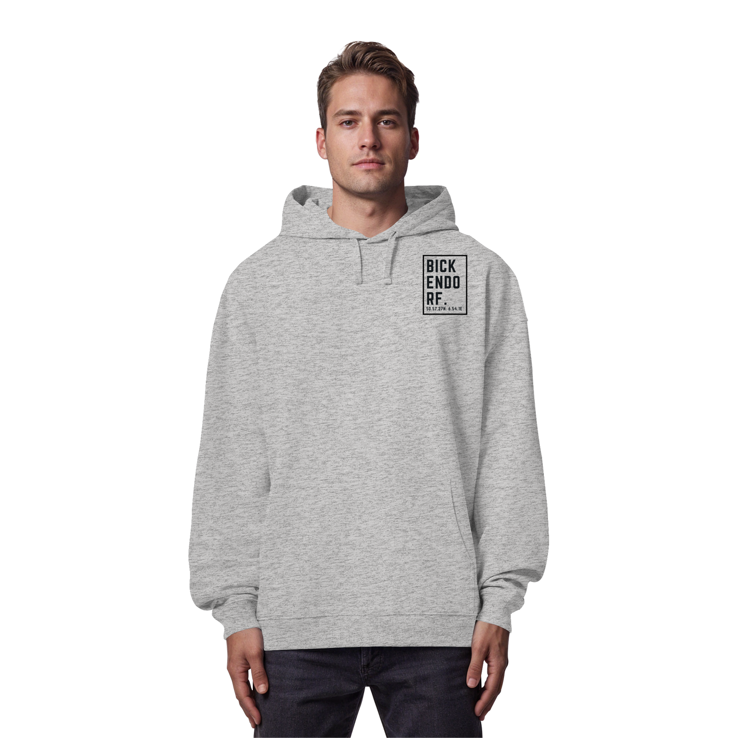 Bickendorf Koordinaten (kleiner Druck auf der Brust) - Organic Oversize Hoodie