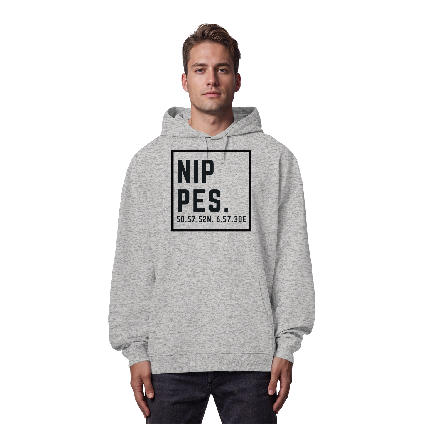 Nippes Koordinaten (großer Druck auf der Brust) - Organic Oversize Hoodie