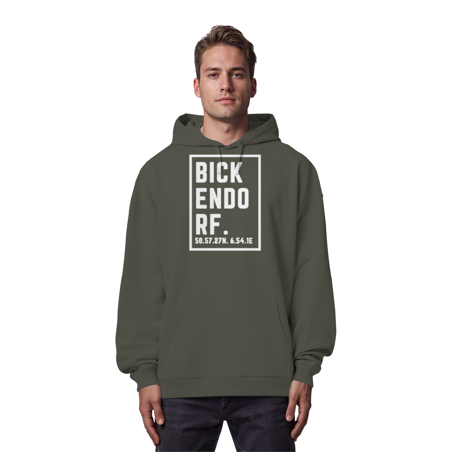 Bickendorf Koordinaten (großer Druck auf der Brust) - Organic Oversize Hoodie
