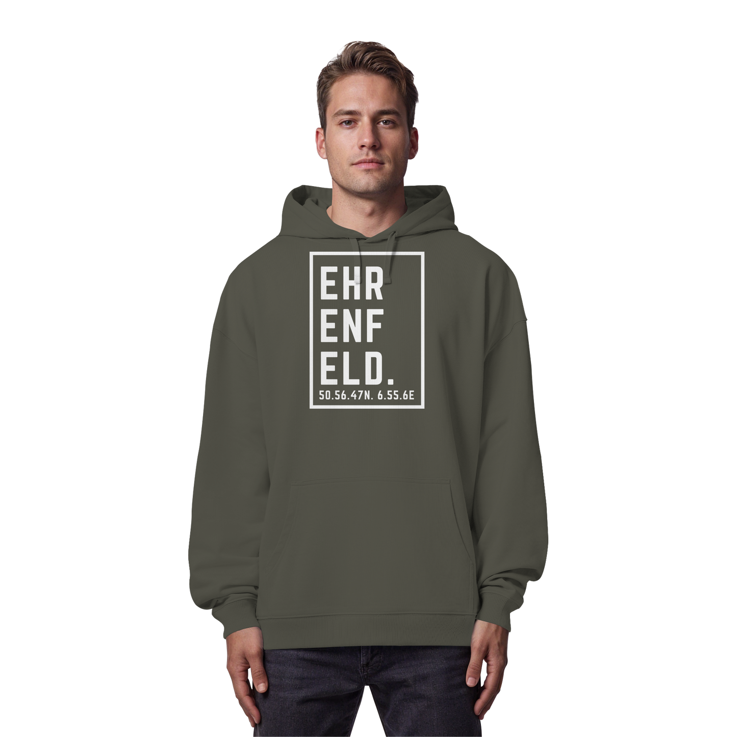 Ehrenfeld Koordinaten (großer Druck auf der Brust) - Organic Oversize Hoodie