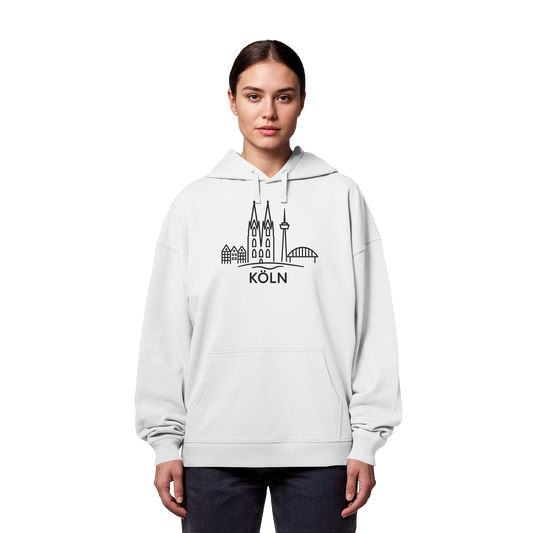 Köln Skyline (großer Druck auf der Brust) - Organic Oversize Hoodie