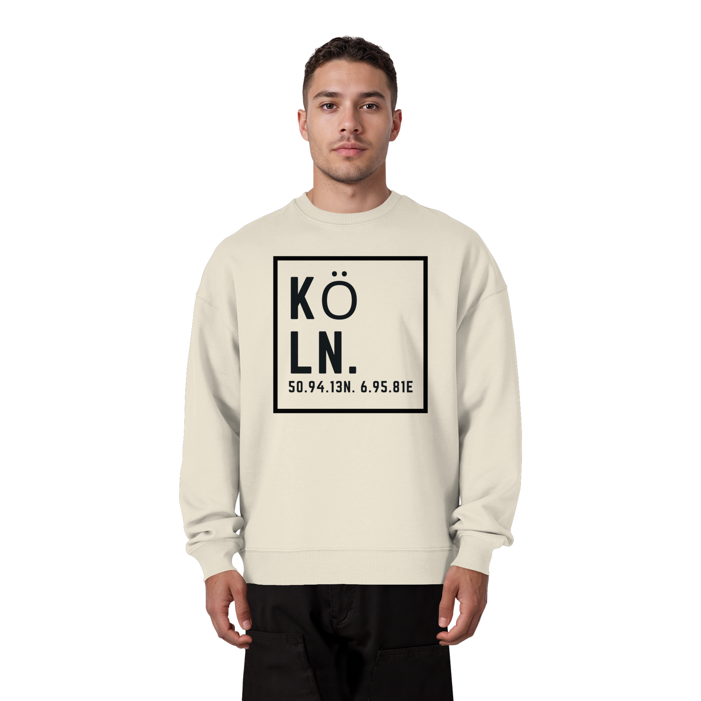 Köln Koordinaten (großer Druck auf der Brust) - Organic Oversize Sweatshirt