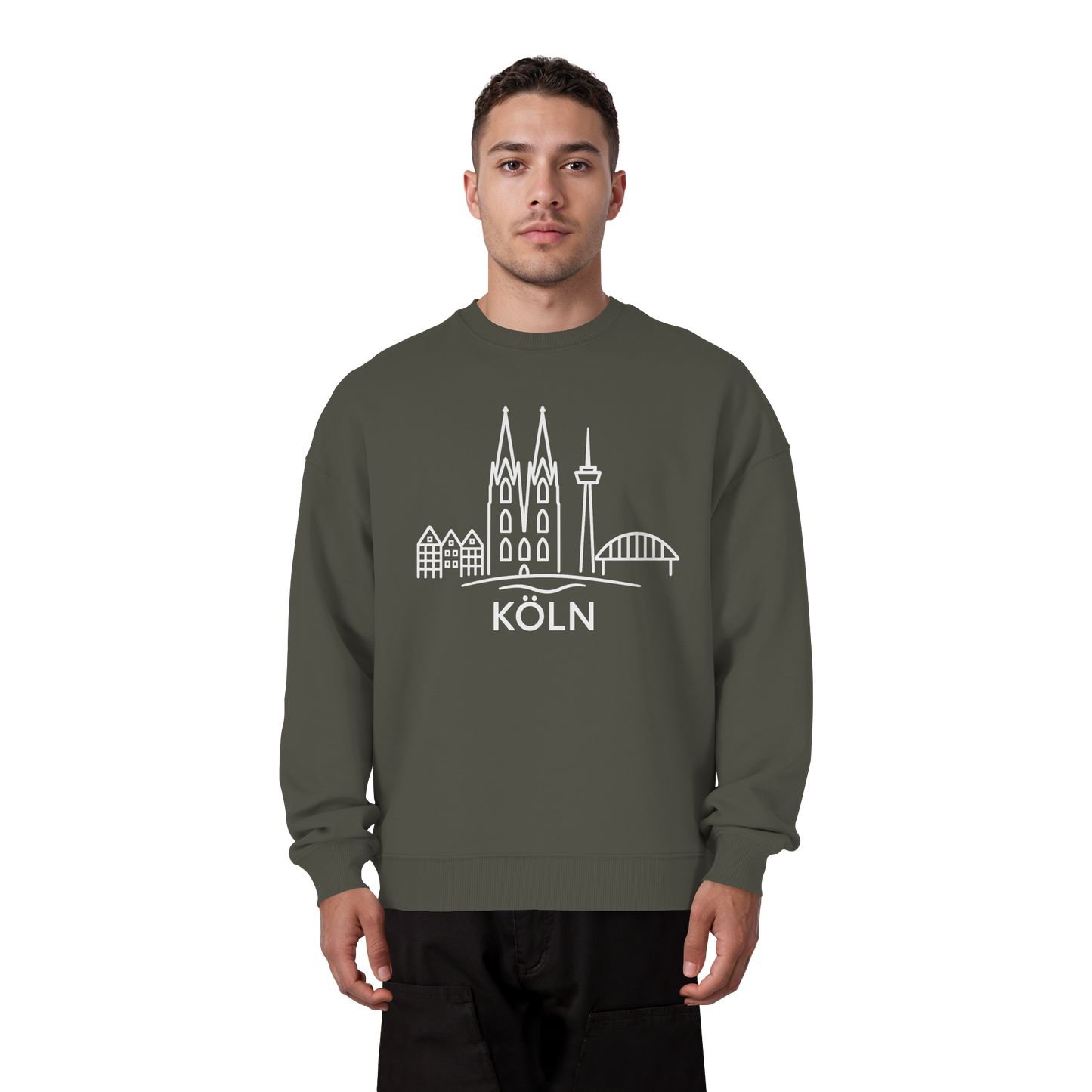 Köln Skyline (großer Druck auf der Brust) - Organic Oversize Sweatshirt