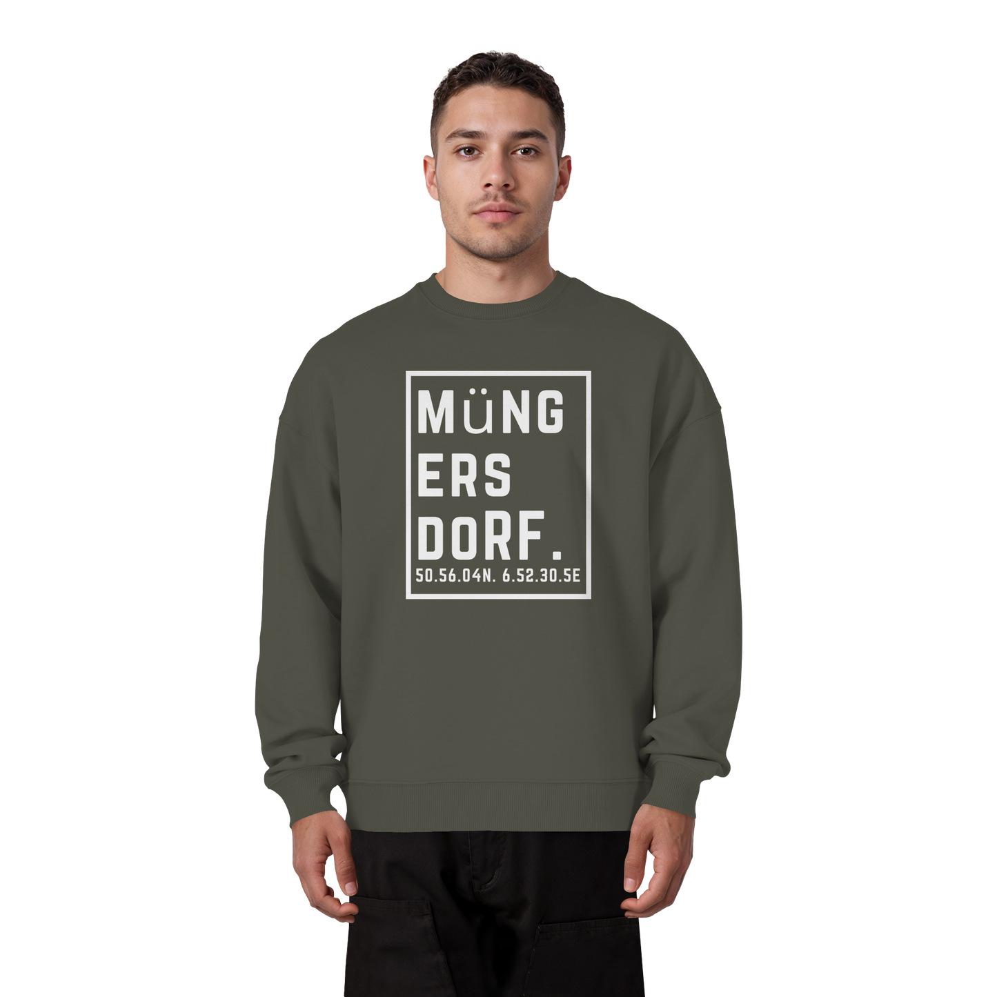 Müngersdorf Koordinaten (großer Druck auf der Brust) - Organic Oversize Sweatshirt