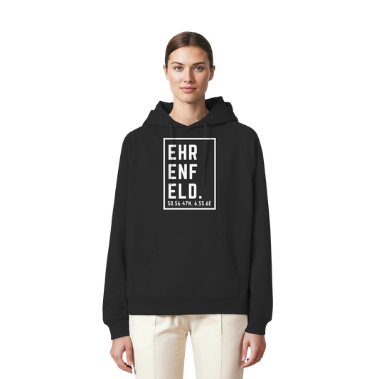 Ehrenfeld Koordinaten (großer Druck auf der Brust) - Organic Raglan Hoodie