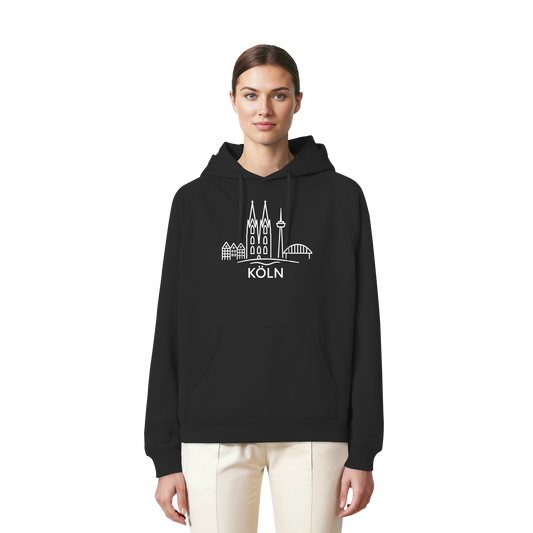 Köln Skyline (großer Druck auf der Brust) - Organic Raglan Hoodie