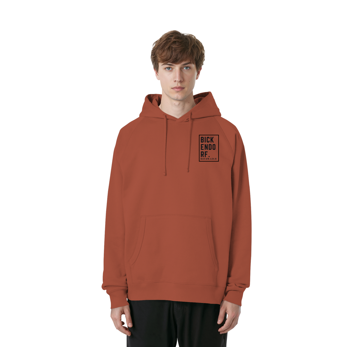 Bickendorf Koordinaten (kleiner Druck auf der Brust) - Organic Raglan Hoodie