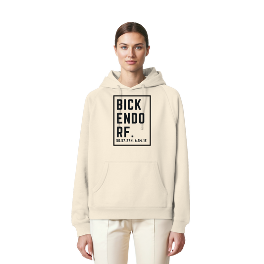 Bickendorf Koordinaten (großer Druck auf der Brust) - Organic Raglan Hoodie