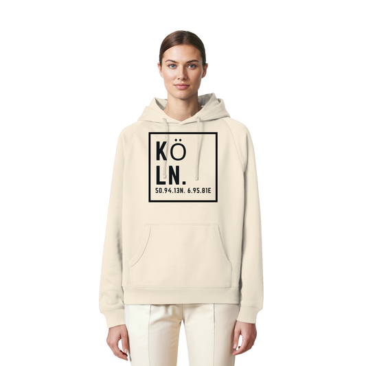 Köln Koordinaten (großer Druck auf der Brust) - Organic Raglan Hoodie