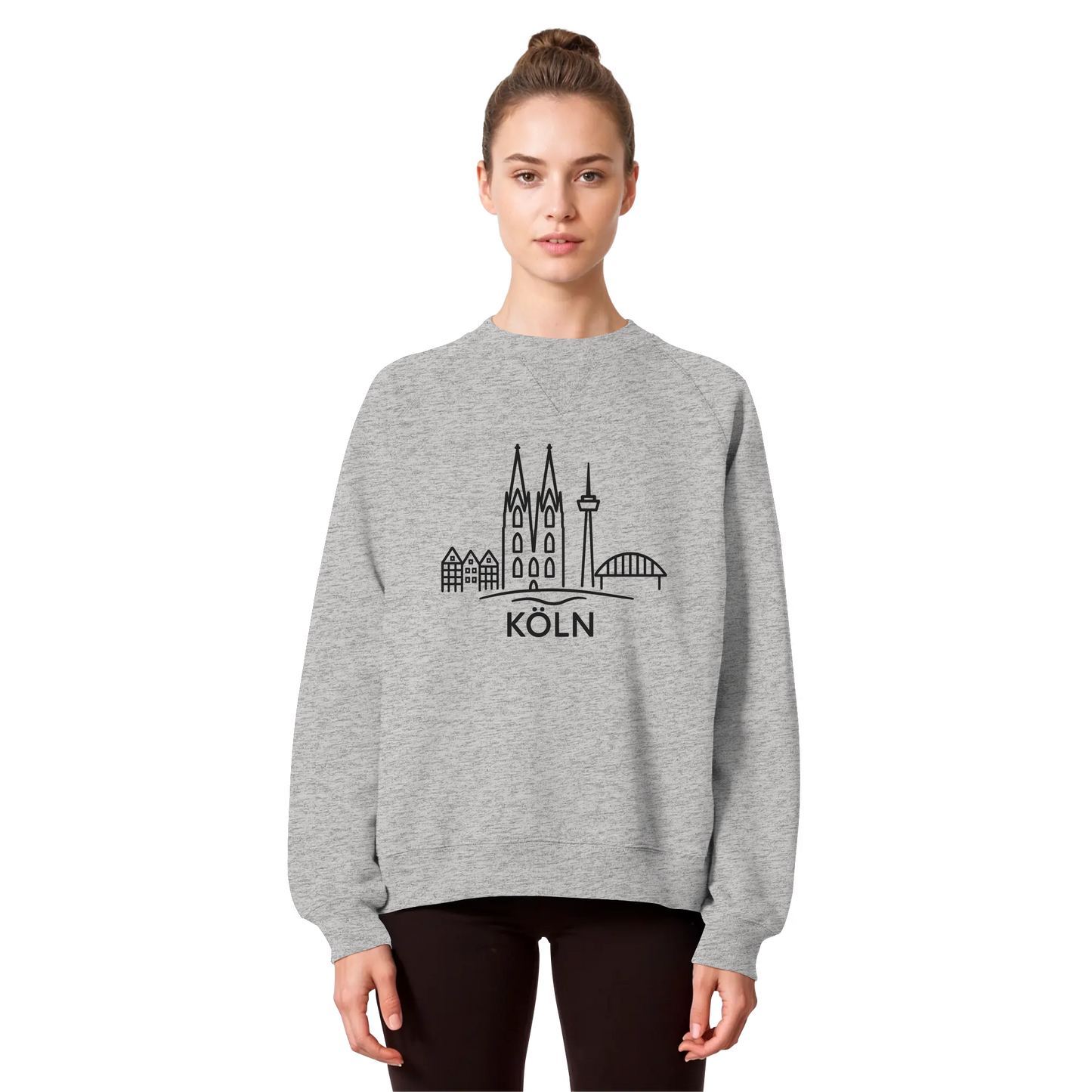 Köln Skyline (großer Druck auf der Brust) - Organic Raglan Sweatshirt