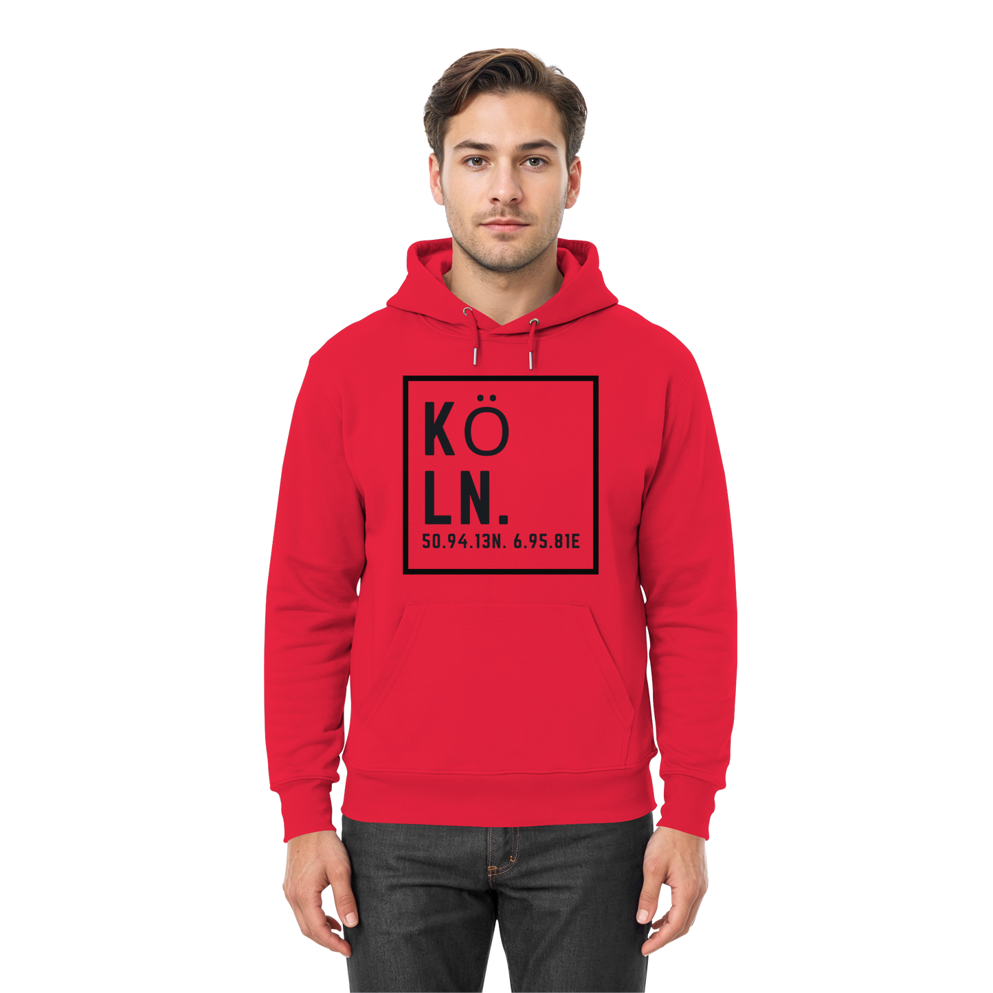 Köln Koordinaten (großer Druck auf der Brust) - Premium Unisex Hoodie