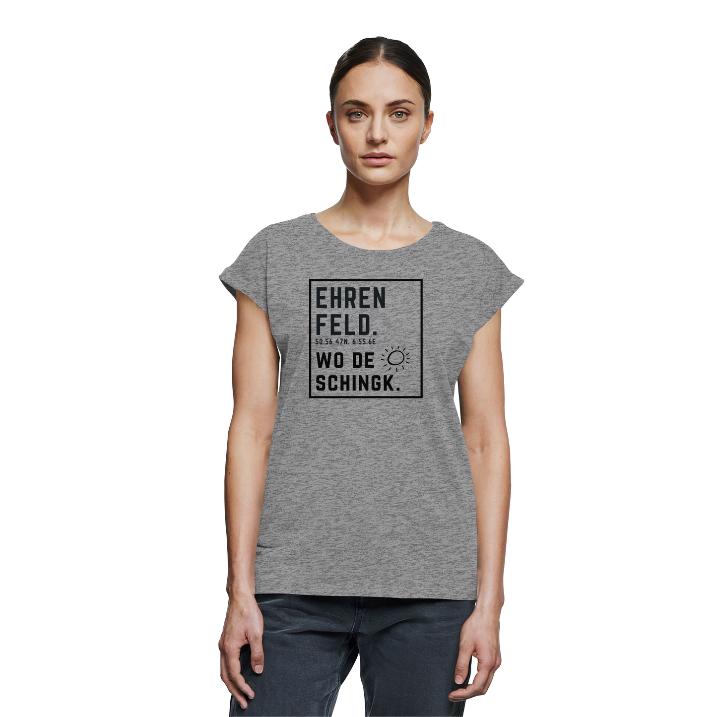 Wo de Sonn schingk - Ehrenfeld Druck - Womens Extended Shoulder T-Shirt