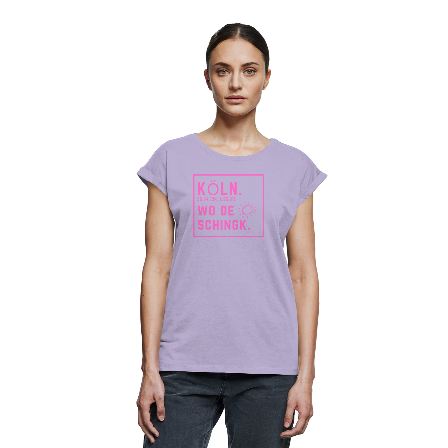 Wo de Sonn schingk - Köln Druck - Womens Extended Shoulder T-Shirt