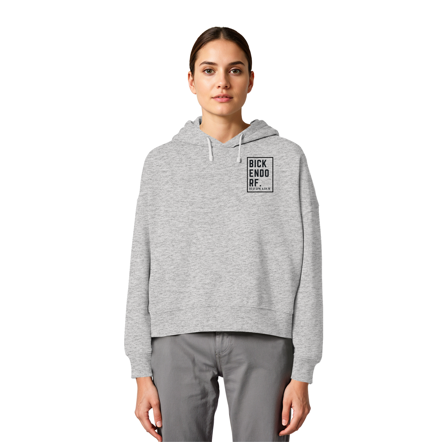 Bickendorf Koordinaten (kleiner Druck auf der Brust) - Womens Organic Boxcut Hoodie