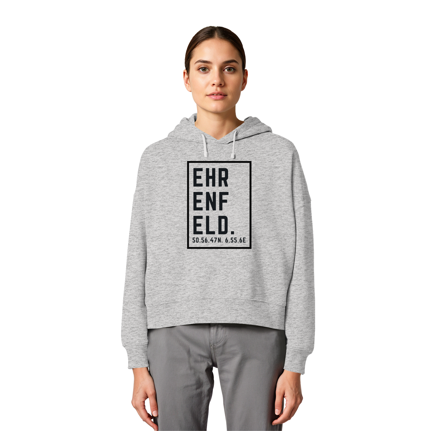 Ehrenfeld Koordinaten (großer Druck auf der Brust) - Womens Organic Boxcut Hoodie