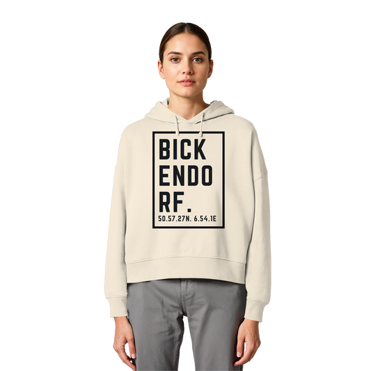 Bickendorf Koordinaten (großer Druck auf der Brust) - Womens Organic Boxcut Hoodie
