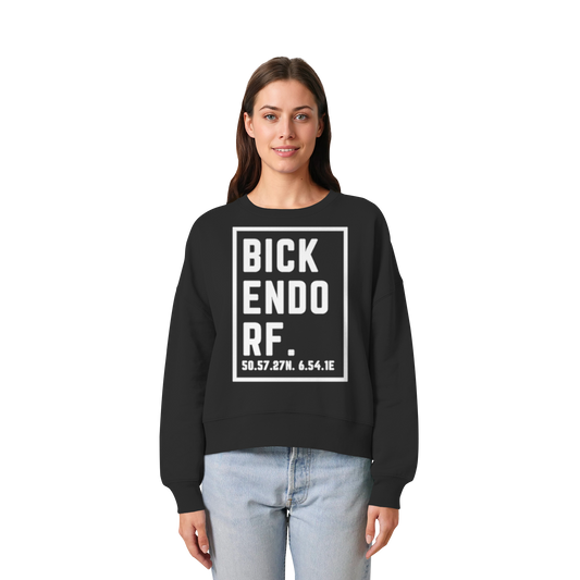 Bickendorf Koordinaten (großer Druck auf der Brust) - Womens Organic Boxcut Sweatshirt