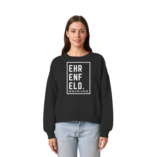 Ehrenfeld Koordinaten (großer Druck auf der Brust) - Womens Organic Boxcut Sweatshirt