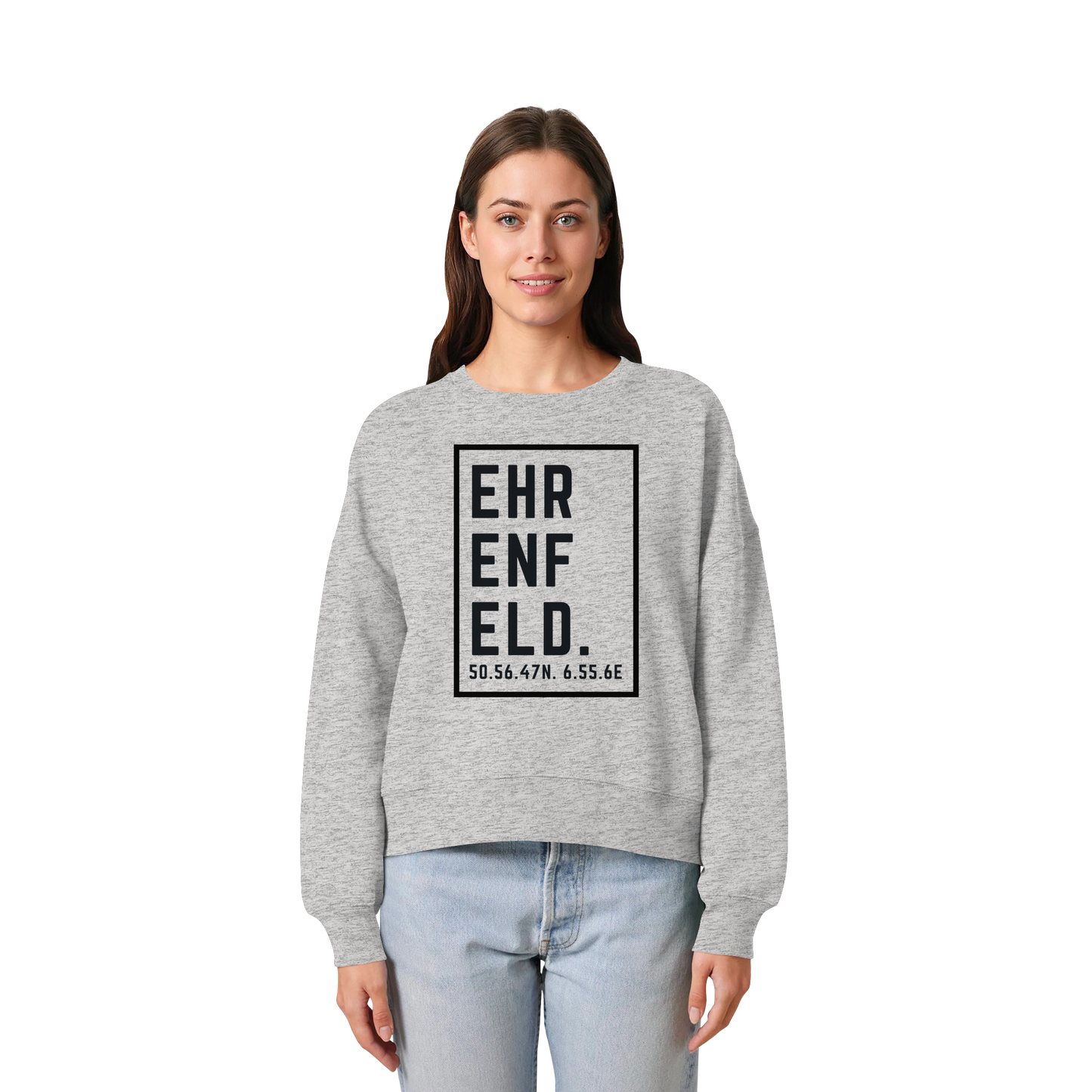 Ehrenfeld Koordinaten (großer Druck auf der Brust) - Womens Organic Boxcut Sweatshirt