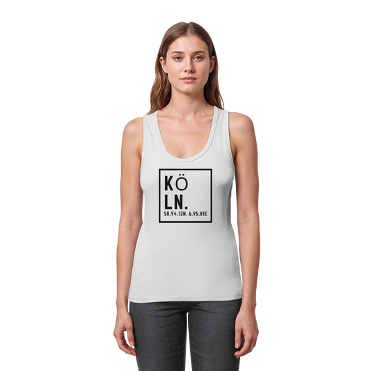 Köln Koordinaten (großer Druck auf der Brust) - Womens Organic Fitted Tank Top