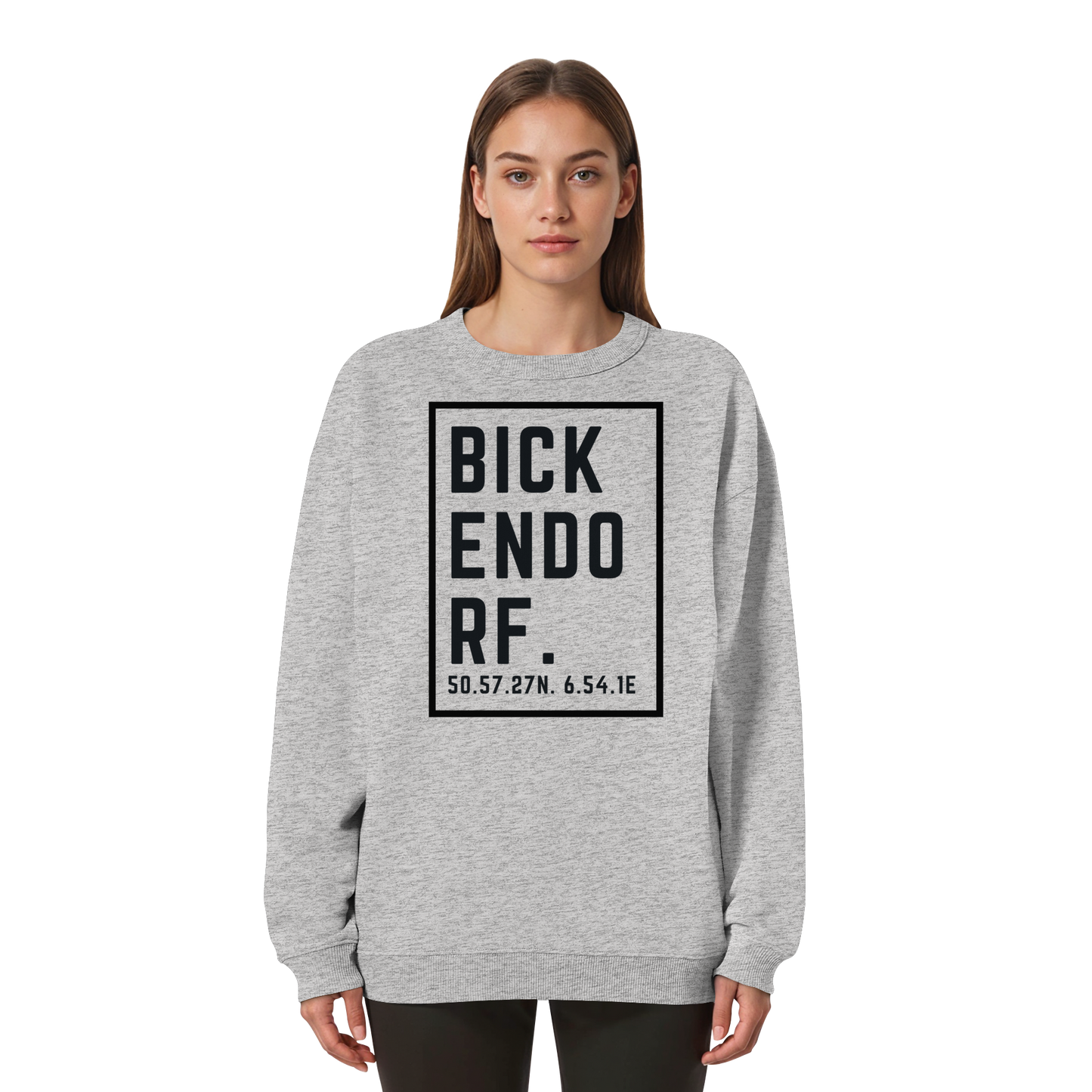 Bickendorf Koordinaten (großer Druck auf der Brust) - Womens Organic Oversized Sweatshirt