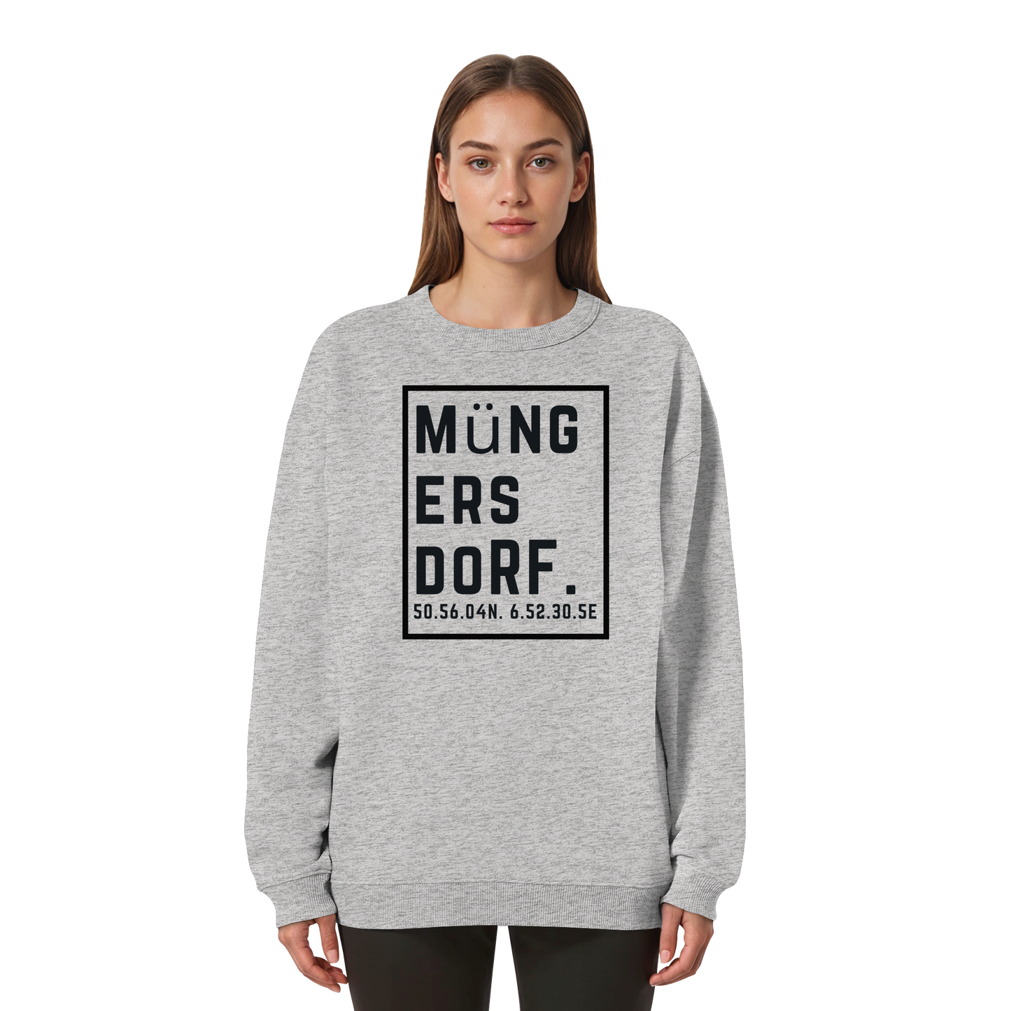 Müngersdorf Koordinaten (großer Druck auf der Brust) - Womens Organic Oversized Sweatshirt