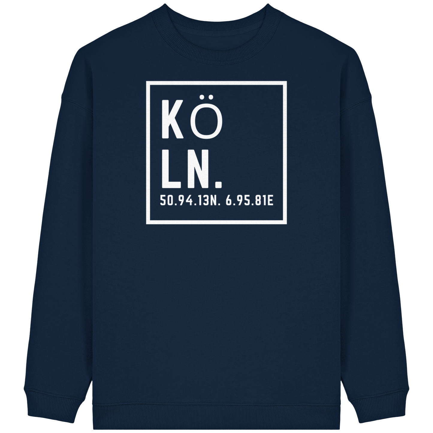 Köln Koordinaten (großer Druck auf der Brust) - Womens Organic Oversized Sweatshirt