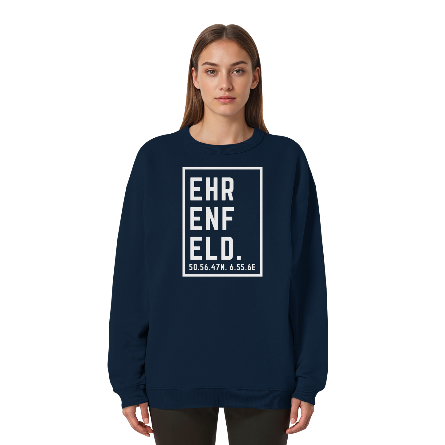 Ehrenfeld Koordinaten (großer Druck auf der Brust) - Womens Organic Oversized Sweatshirt