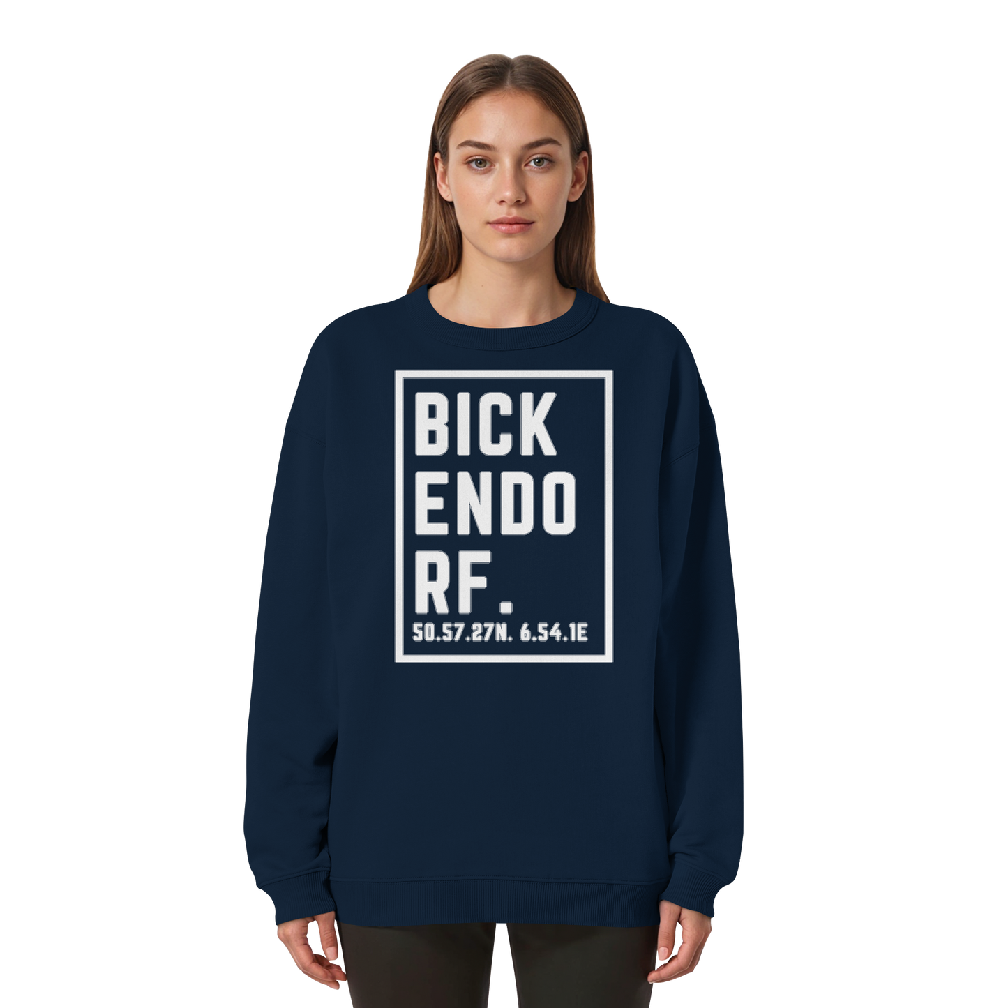 Bickendorf Koordinaten (großer Druck auf der Brust) - Womens Organic Oversized Sweatshirt