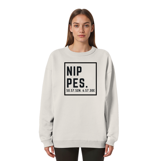 Nippes Koordinaten (großer Druck auf der Brust) - Womens Organic Oversized Sweatshirt