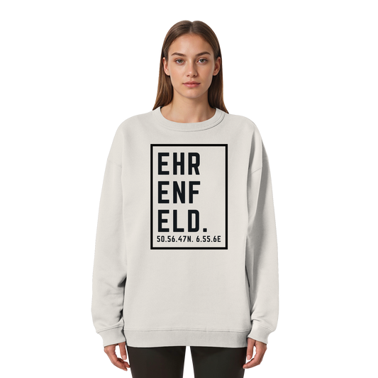 Ehrenfeld Koordinaten (großer Druck auf der Brust) - Womens Organic Oversized Sweatshirt