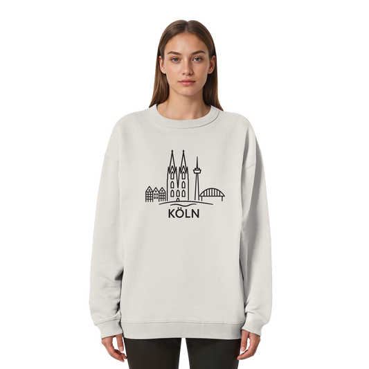 Köln Skyline (großer Druck auf der Brust) - Womens Organic Oversized Sweatshirt