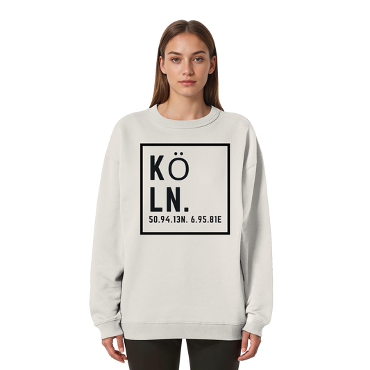 Köln Koordinaten (großer Druck auf der Brust) - Womens Organic Oversized Sweatshirt
