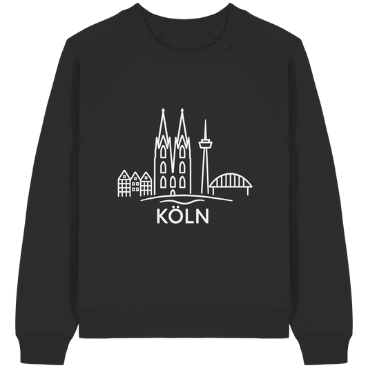 Köln Skyline (großer Druck auf der Brust) - Womens Organic Raglan Sweatshirt