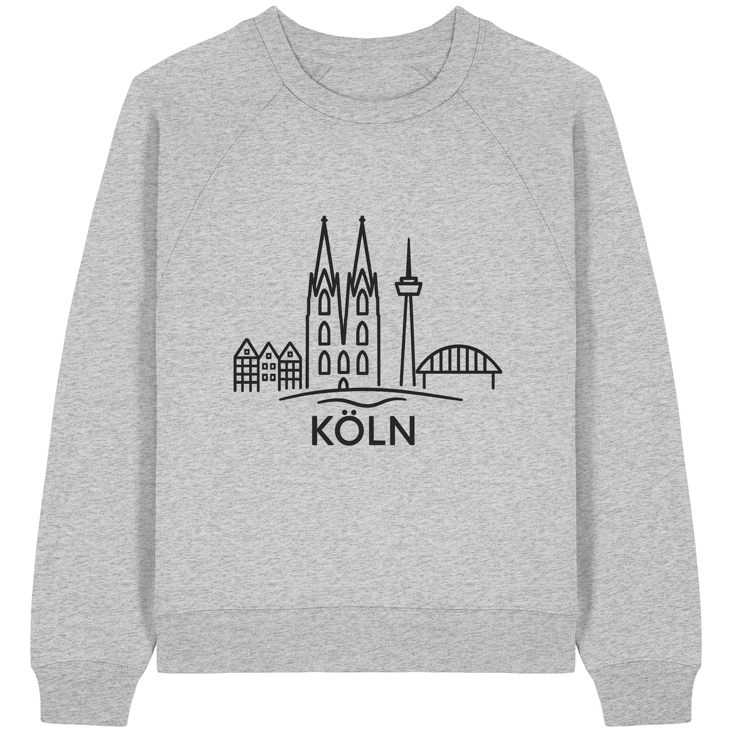 Köln Skyline (großer Druck auf der Brust) - Womens Organic Raglan Sweatshirt